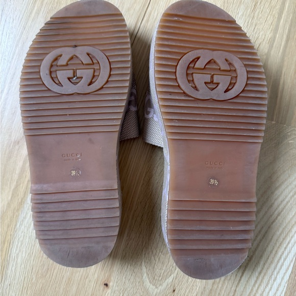 Gucci Beige and Light Purple GG Canvas Slide Sandals - Picture 6 of 6
